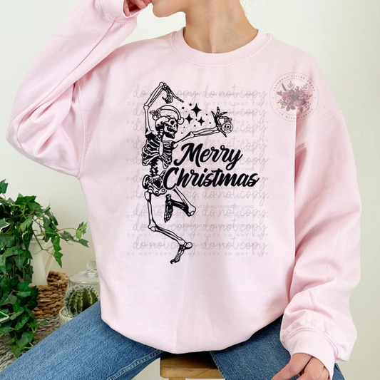 merry christmas dancing skelly t-shirt