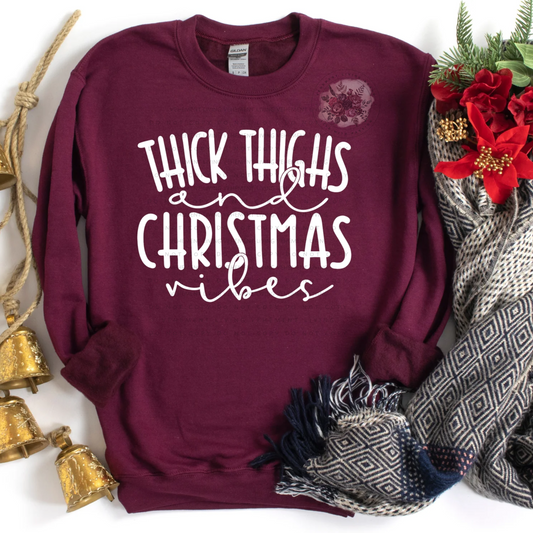 thick thighs and christmas vibes t-shirt