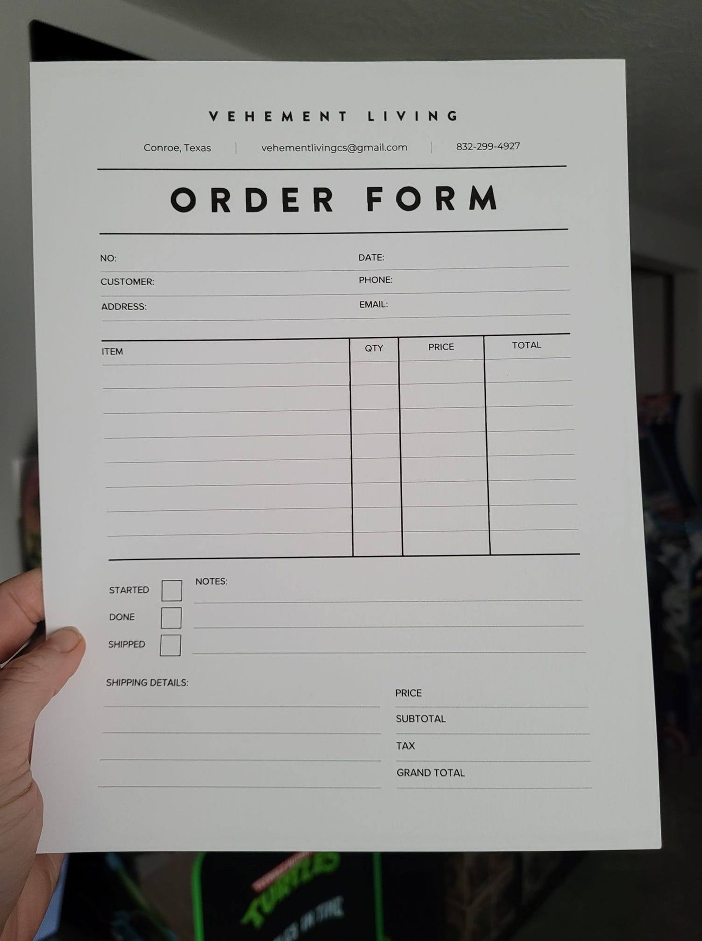 Custom Order Form Log Wholesale