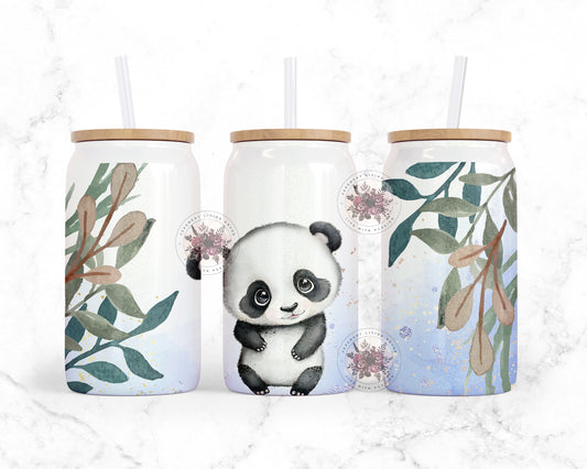 Baby Panda 16oz Shimmer Glass Jar