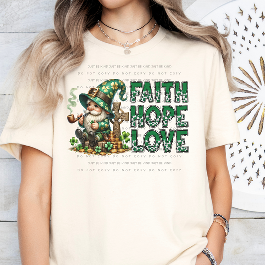 faith hope love st patricks day digital design