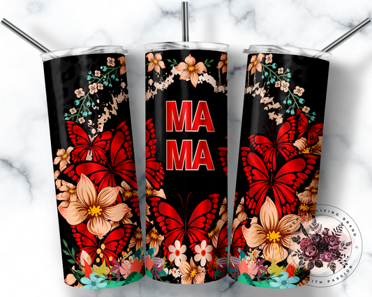 Mama Butterflies & Flowers Red