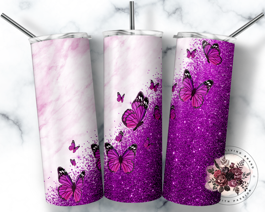 Pink & Purple Butterflies - Add Your Own Text